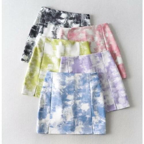 Sweet Women Soft Cotton High Waist Skirt 2021 Summer Fashion Ladies High Street Slim Skirt Female Tie Dye Mini Skirt