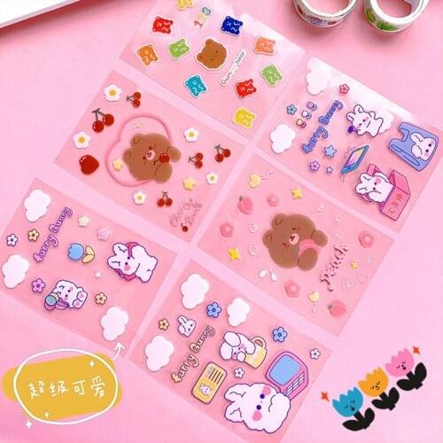 Cartoon DIY hand tent cute sticker small pattern transparent waterproof mobile phone decoration student stationery sticker