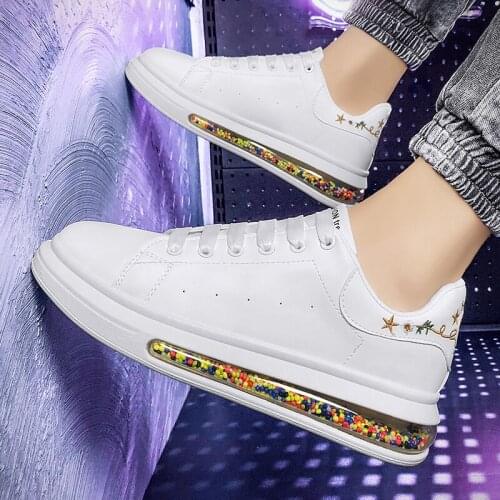 Fashion real air cushion mens shoes white shoes filled with colored bottom sports running shoes comprehensive training shoes