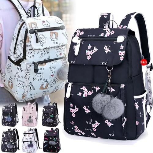 Fashion Women Backpack Flower Print School Bags for Teenage Girls Waterproof Shoulder Bag Big Bagpack Rucksack Mochilas Escolar