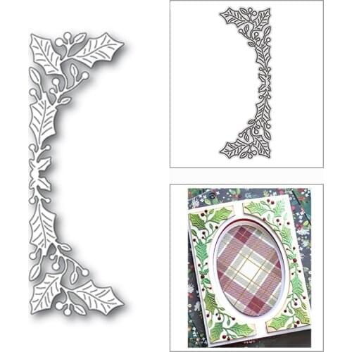 New 2021 Oval Holly Leaf Berry Arched Border Metal Cutting Dies for DIY Scrapbooking and Card Making Embossing Craft No Stamps