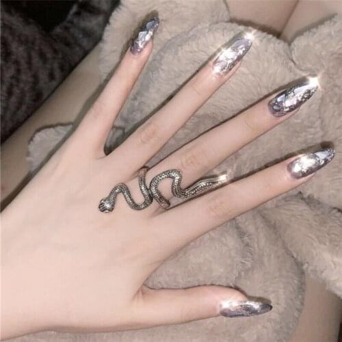 American punk style New transparent black pure color with shells 3d decorated fake nails Bride middle-long full nail tips