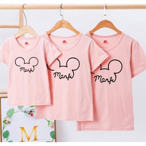 Disney Family Matching Clothes Mickey Mouse Print Cotton Tshirt Dad Daughter Matching Outfits Family Look Tee Tops Dropship