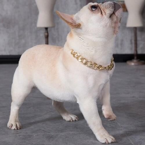 Plastic Punk Gold Dog Chain Collar Pet Jewelry Photo Props Dog Accessories 26CM for Small Large Dogs