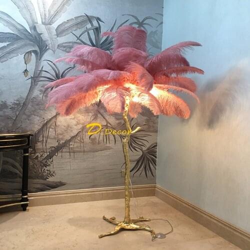 Modern Luxury Ostrich Feather LED Floor Lamp Living Room Stand Light Bedroom LOFT Interior Decor Lighting Bedroom Decor Lights
