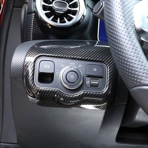 Carbon Fiber Style ABS Car Headlight Switch Frame Trim For Mercedes Benz A Class A180 W177 2019 LHD Accessories