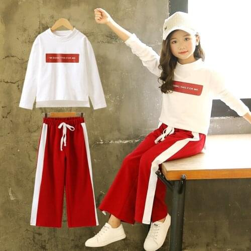 ZWF505 Girls Clothing Set Long Sleeve Children Clothing Sets Autumn Sweatshirts Pant Sport Kids Clothes Suit 7 8 9 10 12 Year