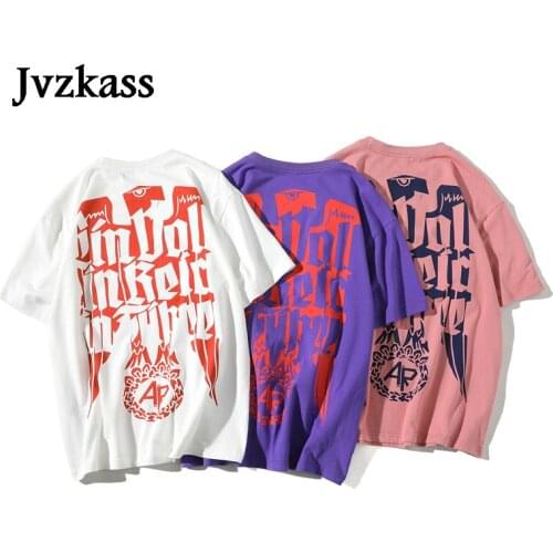 Jvzkass Back Graffiti Loose Half Sleeve Short-sleeved bf Harajuku Style Short T-shirt Student Female New Clothes Tide Z179