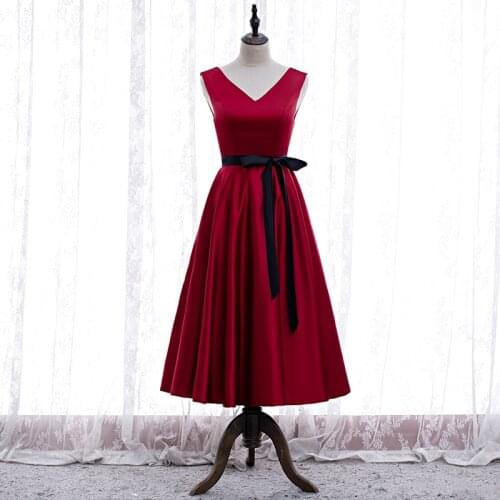 Bespoke Occasion Dresses Vintage V-Neck Sleeveless Luxury Burgundy Backless Bow Elegant Fashion Lady Formal Evening Gown HB250