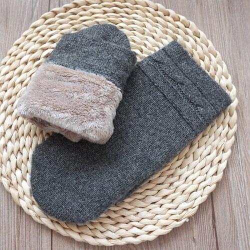 High Quality Mens Knitted Wool Gloves Winter Mittens Male Outdoor Non-slip Warm Velvet Thickening Thermal Gloves Free shipping