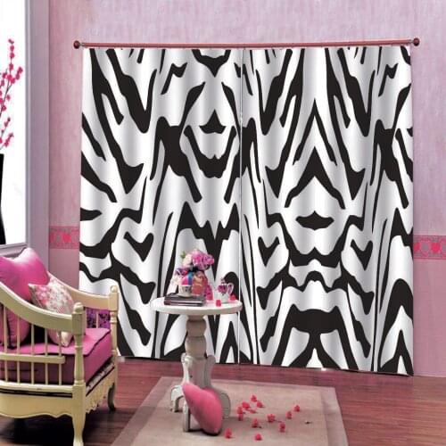 Custom 3D Simple black and white zebra pattern abstract Curtain For hotel living room Bedroom Blackout Window Drapes Sets Decor