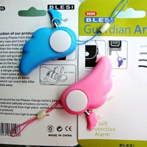 Factory key Angel wings womens anti wolf device womens self-defense electronic alarm cute mobile phone bag Pendant
