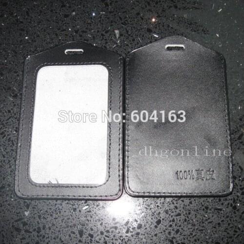 6 PCS Genuine leather ID Card Badge Holder for YOYO Reel Lanyard Business Vertical