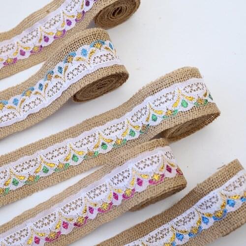 1Roll Ribbon 2M Vintage Rustic Wedding Centerpieces Decoration Sisal Lace Trim Jute Hessian Rustic Event Party Supplies