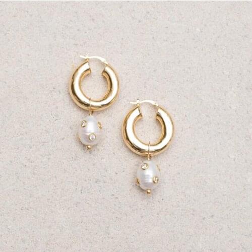 2020 new boho natural pearl earrings art design freshwater pearls inlaid with colored stones pendant jewelry gifts for friends