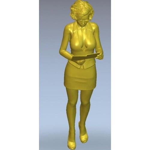 3d model relief for cnc or 3D printers in STL file format Girl with a tablet
