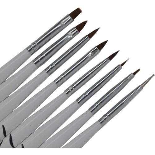 YWK 8Pcs Professional UV Gel Pen Brush Nail Art Acrylic 8 Size Flat Brush Pen Dotting Draw Paint Tool Set