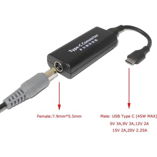 7.9*5.5mm to USB Type C Dc Adapter Charger Connector Converter for Macbook Lenovo Thinkpad Laptop USB Type C Adapter