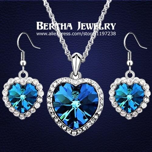Promotions Fashion Heart Jewelry Sets Earrings Necklaces For Women Crystals from Swarovski