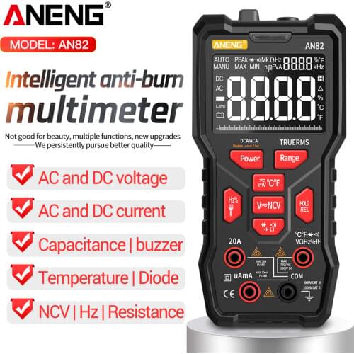 ANENG AN82 Professional Digital Multimeter 9999 Tester DIY Transistor Capacitor NCV Testers True RMS Analog Meter Multimetro