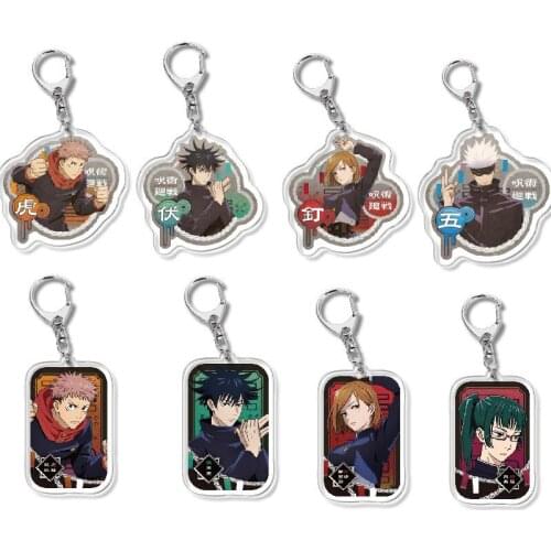 Anime Jujutsu Kaisen Keychain Gojo Satoru Yuji Itadori Acrylic Key Chains Cosplay Props Keyring Cartoon Bag Pendant Accessories