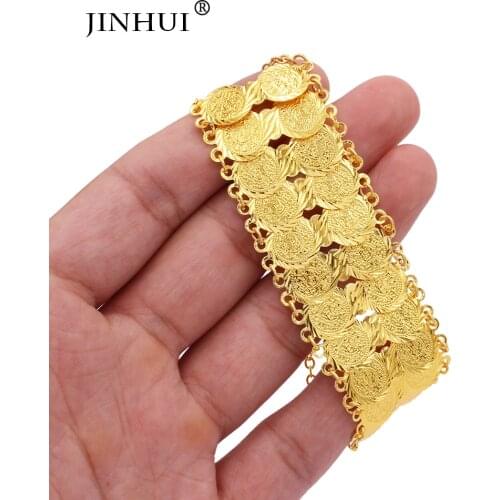 Bracelet 24K gold color coin bracelets for women African wedding party couple bracelet jewelry Ornament gifts Bangles jewellery