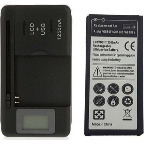 Ciszean 1x 2500mAh EB-BG850BBC EB-BG850BB Replacement Battery + LCD Universal Charger For SamSung Galaxy Alpha G850 G850F G8508