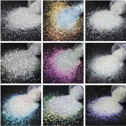 Colorful Holographic White Glitter Mixes Laser Aurora Sequins For Nail Art,Makeup Eyeshadow Paint Soap Dye Soap Resin DIY Deco