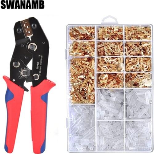 Sleeves Crimp Terminals Mix Tool Wire Connector Terminator with Female Male Spade Electric Cable Terminal Connector Wiring kit