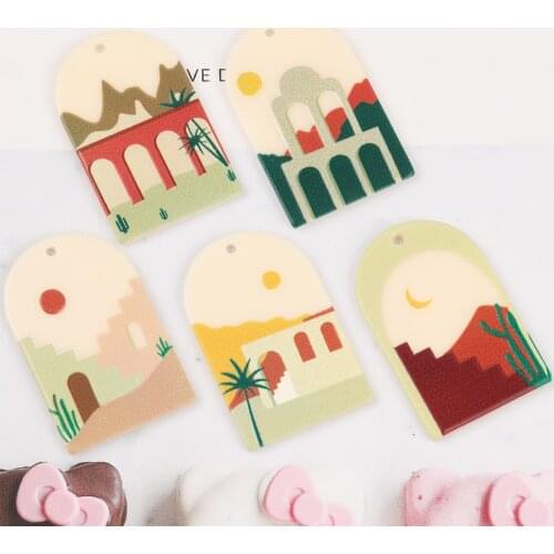 HAOSAW 6Pcs 27*40MM Jewelry Accessories/Painting Effect/DIY Making/Charms/Hand Made/Pendant/Earrings Findings & Components