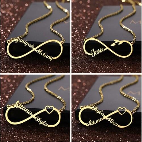 Customized Infinite Name Layer Necklaces for Women Personalized Stainless Steel Custom Necklace Couple Jewelry Nameplate Pendant