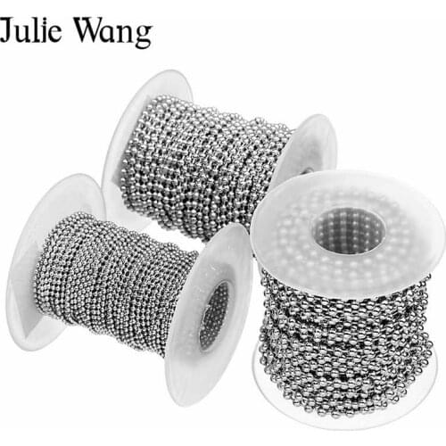 Julie Wang 10 Yards/Roll 1.5/2/2.5/3mm Stainless Steel Beads Chain Necklace Ball Chain Bracelet Jewelry Making Accessory