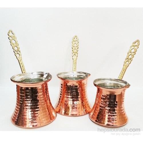 Wrought Copper Coffeepot - Best Material for English/Arabic Coffee - 3 Pieces