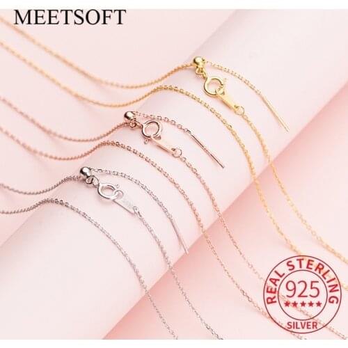 MEETSOFT 925 Sterling Silver Positioning Silicone Bead cross chain Choker Necklace of DIY Handmade Accessory Fine Jewelry