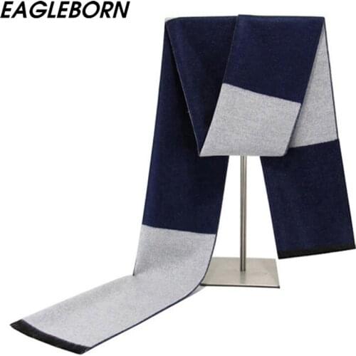 Men Scarf Fashion Square Navy Blue Grey Winter Cashmere Scarves Men Spinning Splice Tassel Warm Neckerchief Dad Blanket Scarf