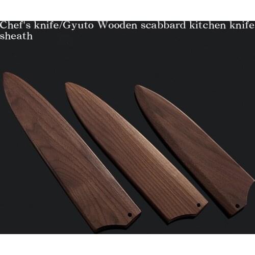 Chefs knife JapaneseGyutoSantokuProtect the knife set Blade protector Wooden blade holder Wooden scabbard kitchen knife sheath
