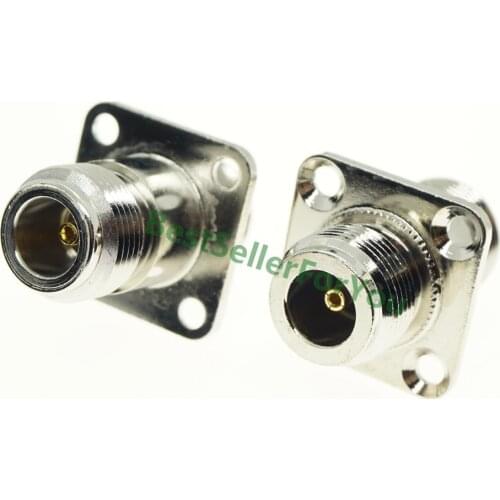 NEW N Female Jack to N Female RF Coax Adapter convertor 4-hole Panel mount flange chassis Nickelplated
