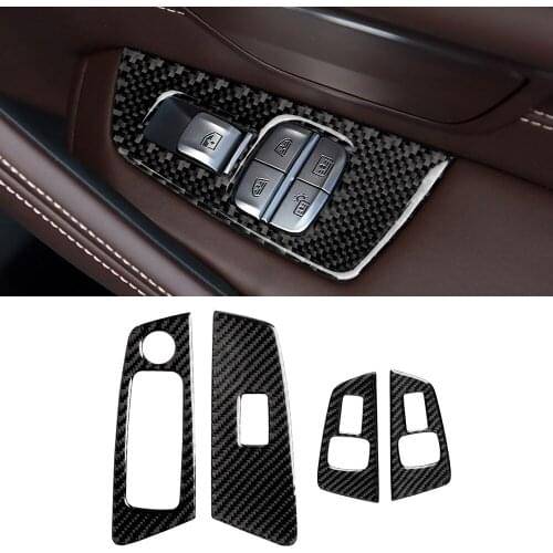 Window Lift Switch Panel Decoration Cover Trim Decal Sticker for BMW 5 Series G38 528LI 530LI 540LI Car Accessory Carbon Fiber