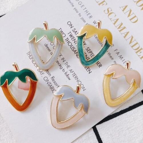 20 pieces / lot new personality alloy dripping oil strawberry shape double-hole earrings pendant accessories Other