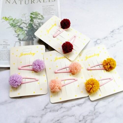 School girls gauze flower ball snap hair clip barrette toddlers elastic hair rubber bands hair ties kids hair accessories