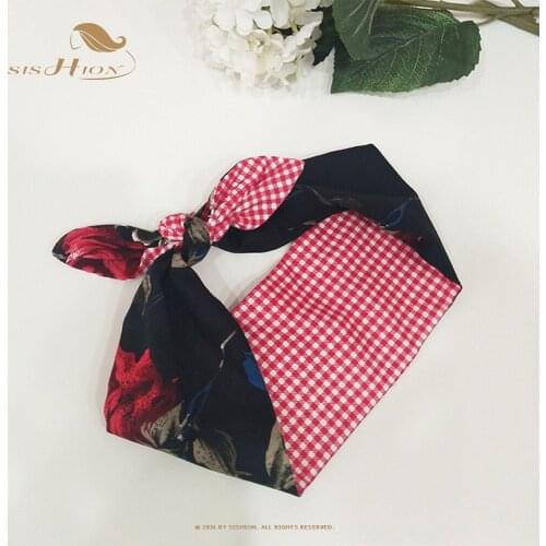 SISHION 50s Retro Plaid and Floral Print Opaska VD1908 Vintage Hair Accessories Headband Scrunchies Haarband Hair Ties for Women