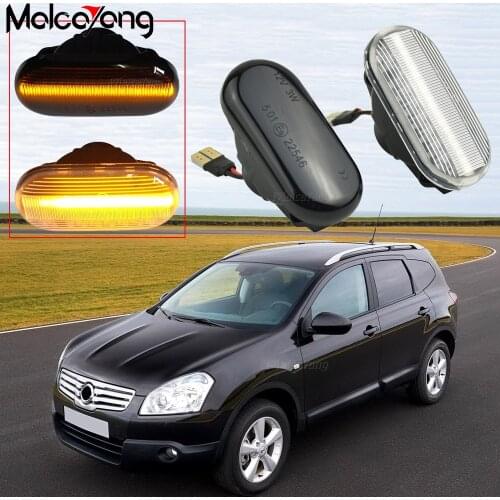 2pcs Dynamic LED Turn Signal Light Blinker Side Marker Light For Nissan Qashqai Navara Micra 350Z Note Pathfinder Terrano Latio