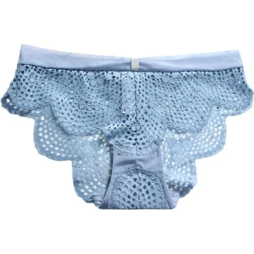 Comfortable sexy hollow ladies low waist comfortable breathable briefs solid color soft underwear briefs A19264