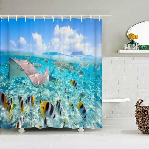 Beautiful Ocean World Whale Octopus Dream Shower Curtain Waterproof Bathroom Decoration Home Furnishing
