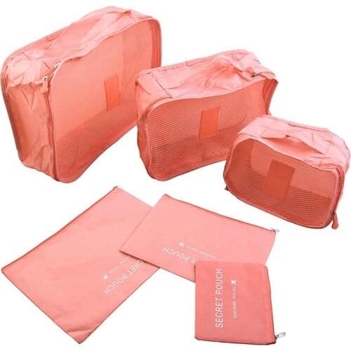 Hot Sell 6Pcs Waterproof Travel Clothes Storage Bags Luggage Travel Organizer Pouch Packing Space Saving Luggage Organizer