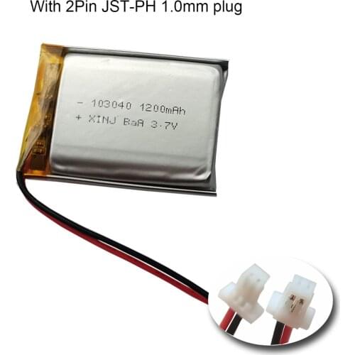 XINJ 3.7V 1200 mAh Rechargeable Li-Po Polymer Li Battery Cell 103040 2pin JST-PH 1.0mm 1.25mm For Game Player GPS Sat Nav Camera