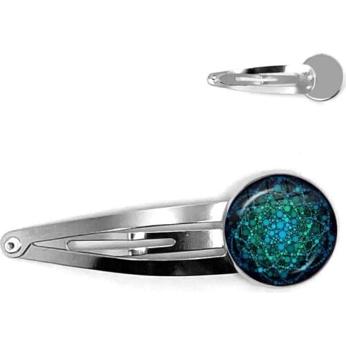 New Fashion Flower of Life Hair Pins Om Yoga Chakra Mandala Fashion 20mm Glass Cabochon Dome Sacred Geometry Women Girls Jewelry