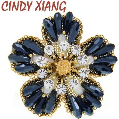 CINDY XIANG New Boho Rhinestone Brooch Pins For Women Vintage Colorful Crystal Flower Brooches Shiny Coat Scarf Jewelry Gift