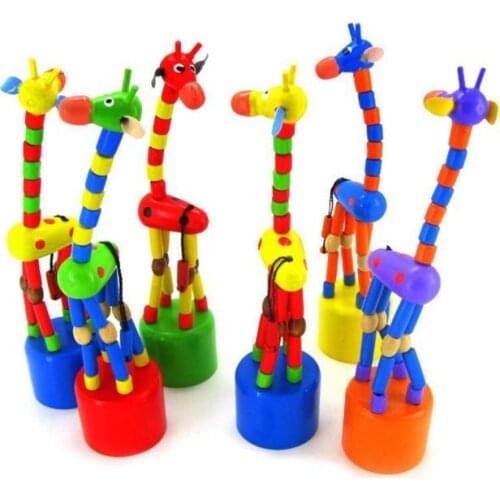 1pc Simulation Intelligence Dancing Stand Colorful Rocking Giraffe Wooden Toy Houten Speelgoed Blocks Oyuncak Brinquedo Kid Toys