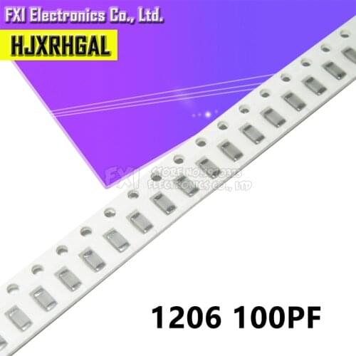 100pcs 1206 100PF NPO Error 5% 50V 1206 100P 0.1NF smd capacitor New original